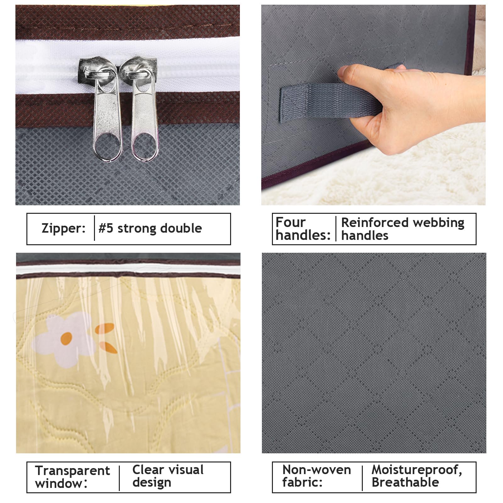 90 Liter Under Bed Storage Bags, Heavy Duty Toy Organizer with Clear View Window, Space Saving for Bedroom Dorm Closet Shelves, 2 Pack Gray