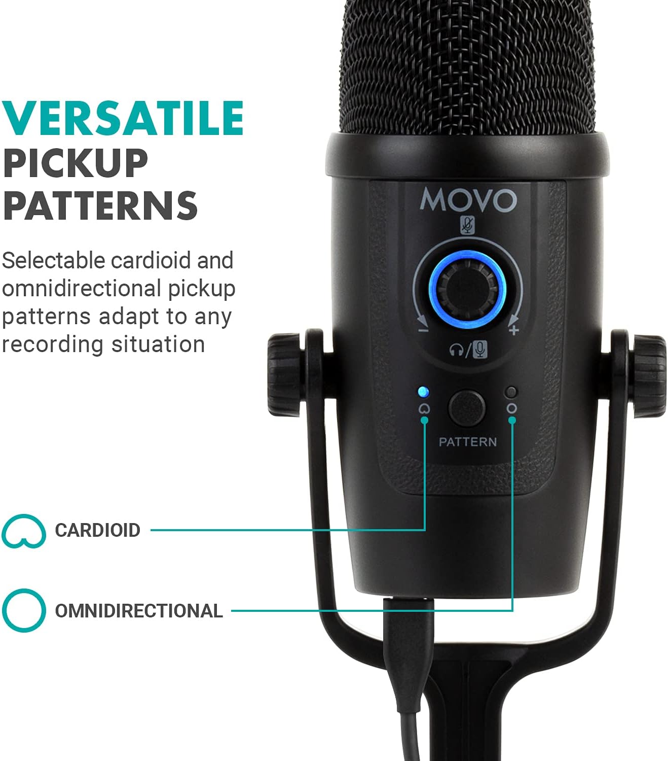 Movo UM300 Mini Desktop USB Microphone for Computer and Android Smartphones - Perfect Podcast, Music, Streaming, and Gaming Microphone for PC and Mac Computers - Travel-Size USB Podcast Microphone