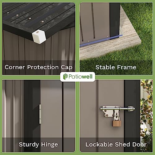Patiowell 3 x 3 FT Outdoor Storage Shed,Small Garden Tool Storage Shed with Sloping Roof and Single Lockable Door, Outdoor Shed for Backyard Garden Patio Lawn, Grey