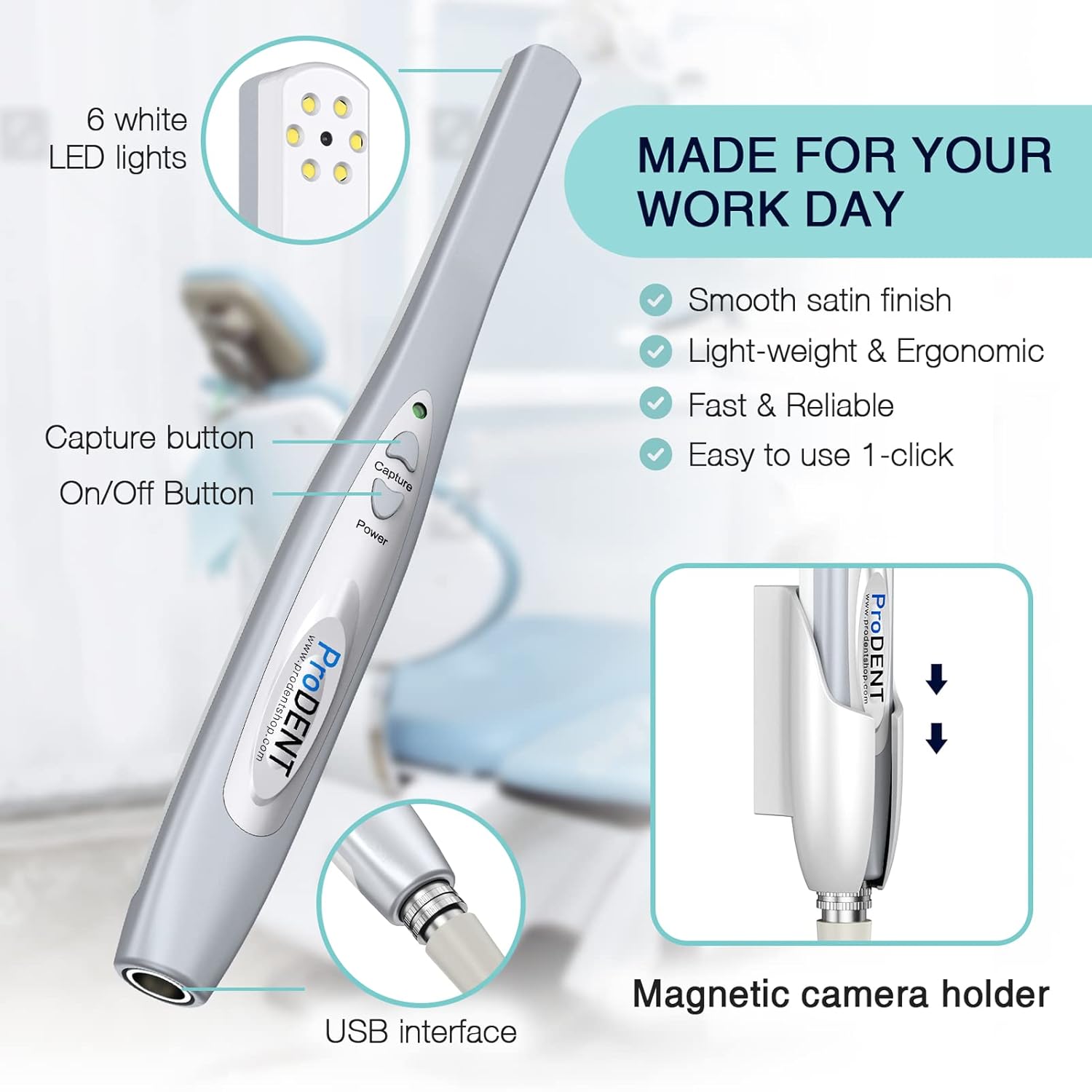 Intraoral Camera PD740, Capture Button Driver to Work with Eaglesoft, Dexis, Apeteryx, Carestream, Tigerview,