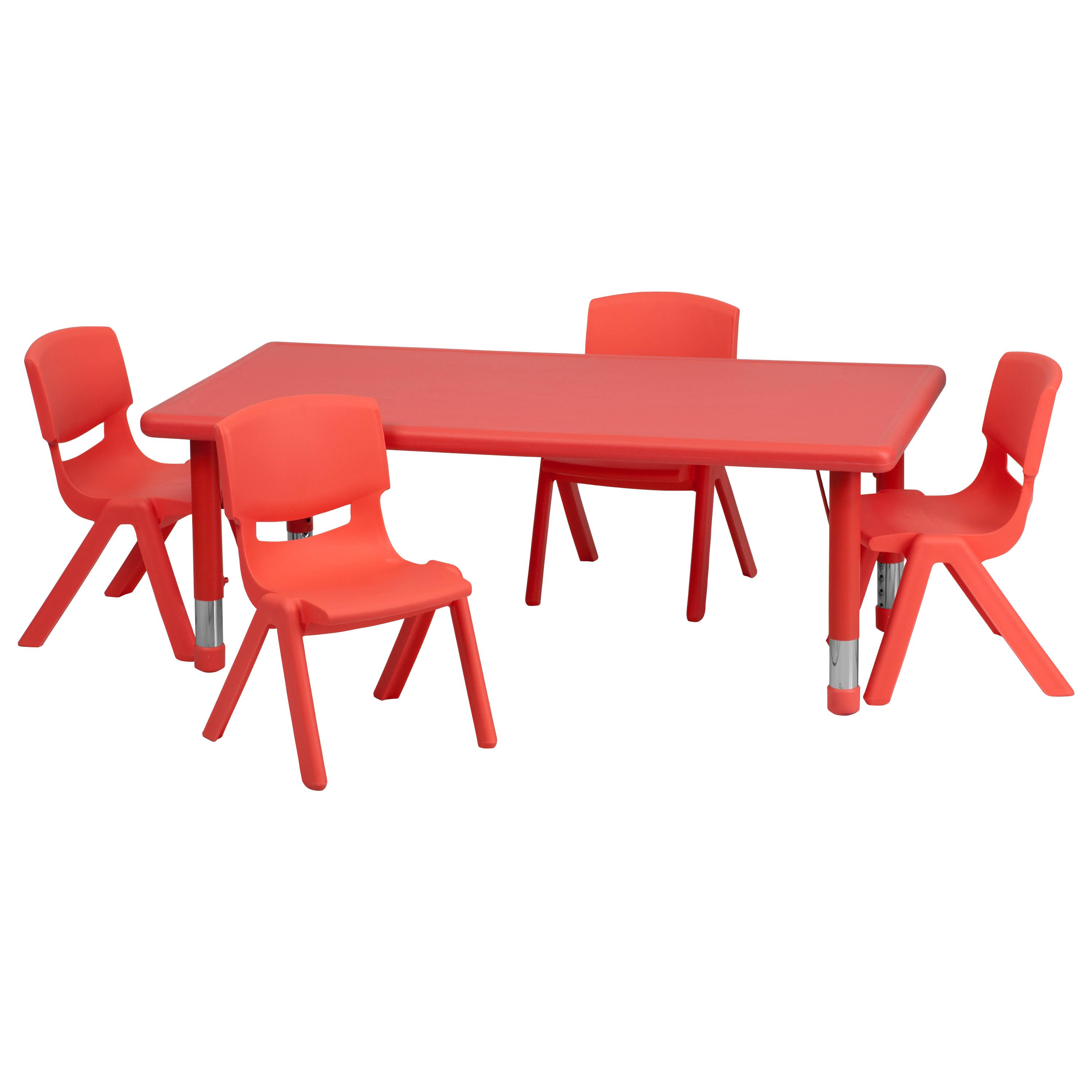 Flash Furniture 24&&W x 48&&l Rectangular Green Plastic Height Adjustable Activity Table Set with 4 Chairs