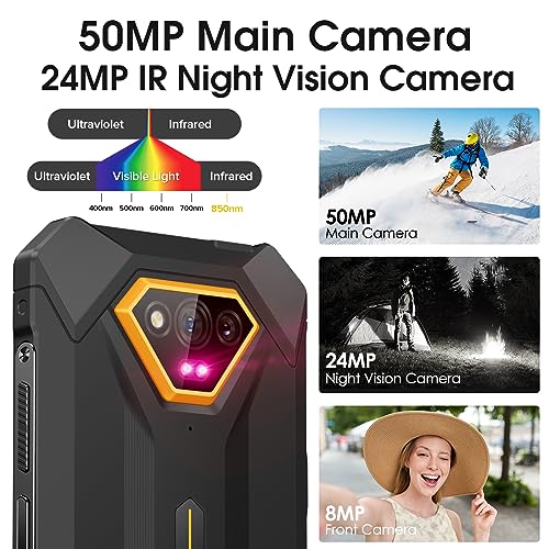 Ulefone Unlocked Rugged Phones, Armor X13 (12+64GB), 50MP Rear Camera, 24MP Night Vision Camera, Android 13 OS Rugged Smartphone, 6.52” Screen, 6320mAh, NFC, GPS, Dual 4G Mobile Phone- Black