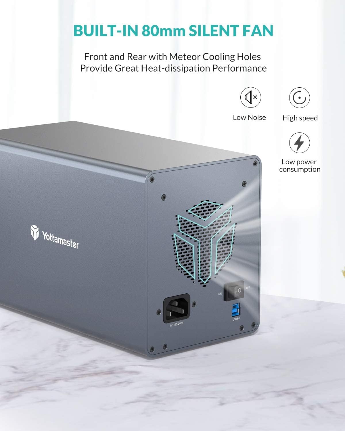 4 Bay Hard Drive Enclosure,Yottamaster Aluminum Alloy 2.5/3.5 USB3.0 to SATA3.0 External HDD SSD Storage Enclosure,Support 4 x 18 TB Capacity,Ideal for Enterprise-Class Storage Solution[FS4U3]