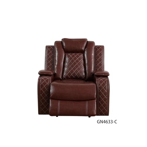 Brown Breathing Leather 3-Piece Living Room Recliner Sofa Set for Living Room/House/Bedroom/Office/Apartment(Brown,GN4633-L)