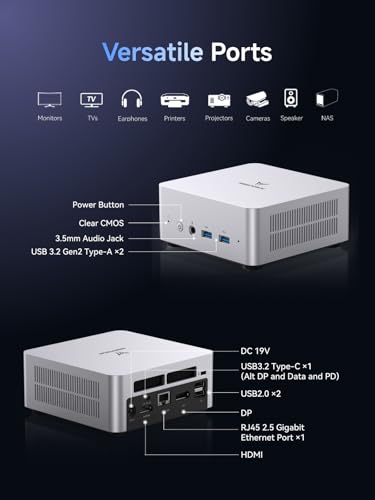 MINISFORUM UM880 Plus Mini PC AMD Ryzen 7 8845HS(8C/16T, up to 5.1GHz), 32GB DDR5 1TB PCIe4.0 SSD, HDMI+DP+USB4 Triple Outputs, OCuLink Port, 2.5G LAN, 5x USB Port, Radeon 780M Graphics Micro Computer