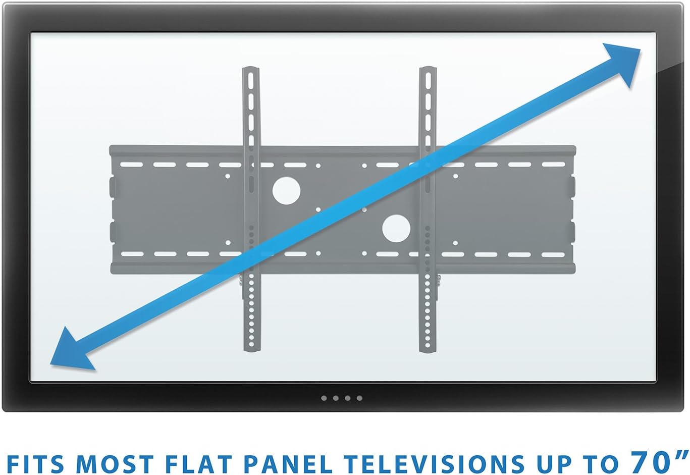 Mount-It! Ultra Slim Fixed TV Wall Mount Bracket | Flush TV Mount for Large TVs with VESA Pattern of Up to 750x450 mm, Heavy-Duty 165 Lb Capacity Pack of 2