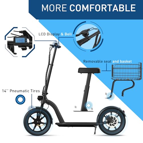 Hiboy MAX Pro Electric Scooter, 46.6 Mi Long Range, 22 MPH Power by 650W MAX Motor, 11'' Pneumatic Tires, Split Hub Design, Dual Suspension, 265lbs MAX Load, Commuting Electric Scooter for Adults