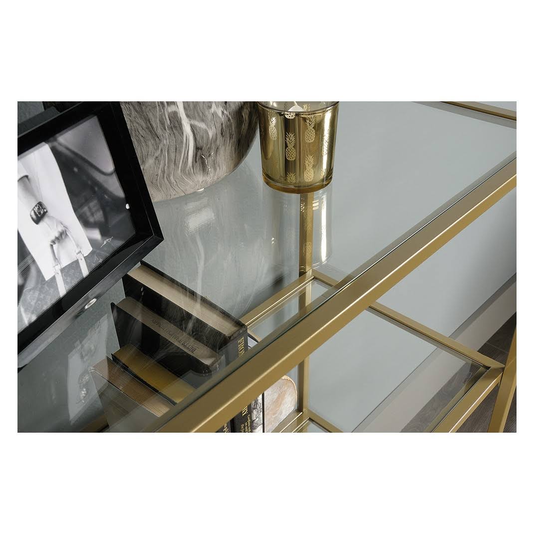 Sauder International Lux 5 Shelf Bookcase, Satin Gold