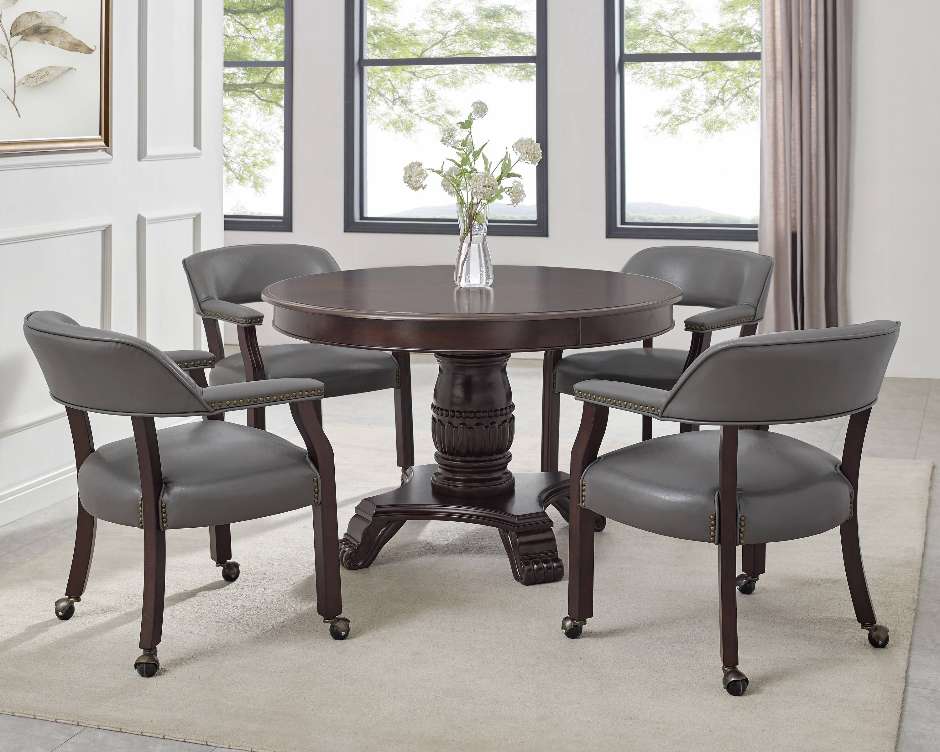 Steve Silver Tournament Gray Arm Chair with Casters