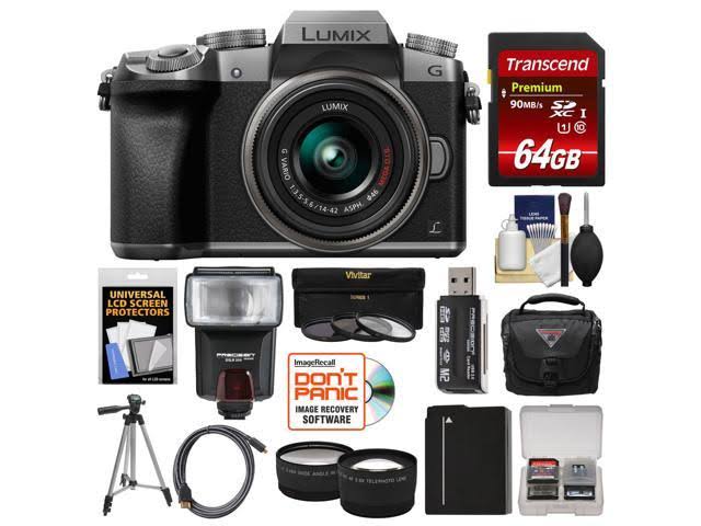 Panasonic Lumix DMC-G7 4K HD Wi-Fi Digital Camera u0026 14-42mm Lens Kit Silver