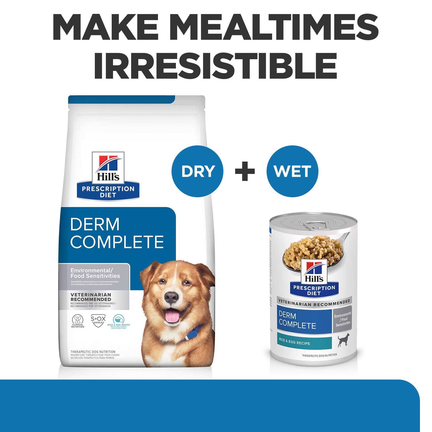 Hill's Prescription Diet Derm Complete Skin &amp; Food Sensitivities Dry Dog Food - Pet Supplies online store