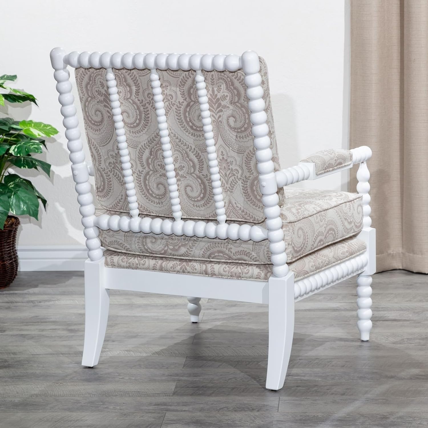 Spindle Chair, White Finish, White Spindle Chair, Fabric