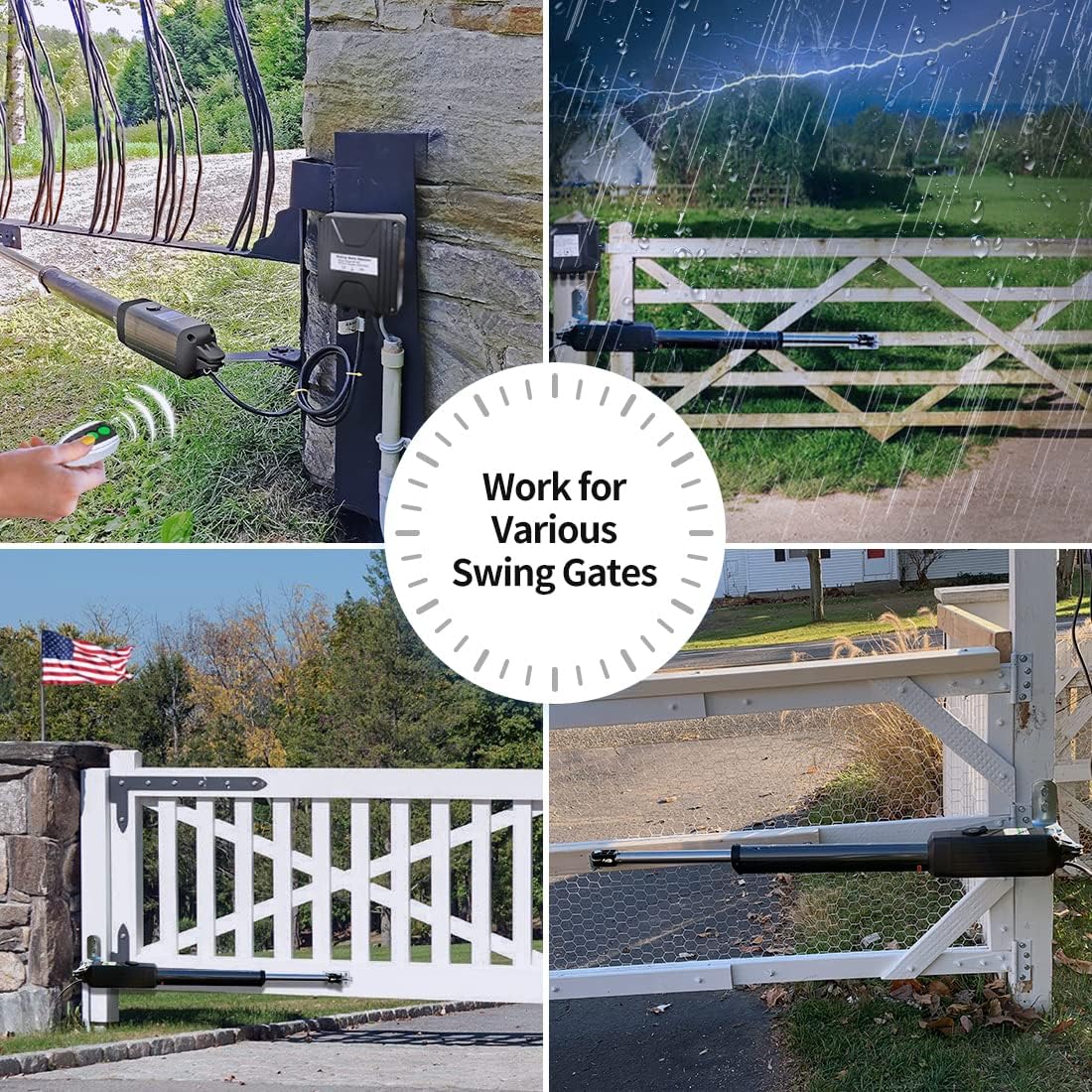 TOPENS A5131 Single Swing Gate Opener Medium Duty Automatic Gate Motor for Single Swing Gates Up to 16ft, Electric Driveway Gate Operator AC Powered with Remote Control Kit Solar Compatible