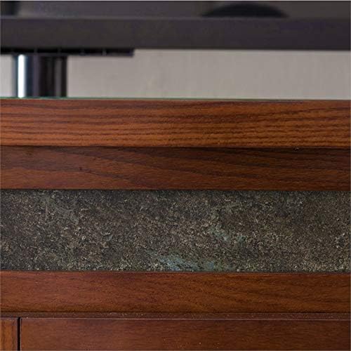 Beaumont Lane 57 Corner TV Stand Console Solid Wood with Glass Wooden Cabinet Storage in Rustic Autumn