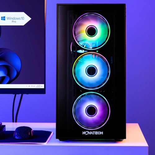 NOVATECH Phantom - Prebuilt Gaming PC Desktop Computer - RX580 8GB - Intel i7 Xeon 3.5GHz - 16GB RAM - 512GB M.2 SSD WiFi/BT, Win 10 Pro - Gaming Computer Tower - Pre Built PC Gaming - 1 Year Warranty
