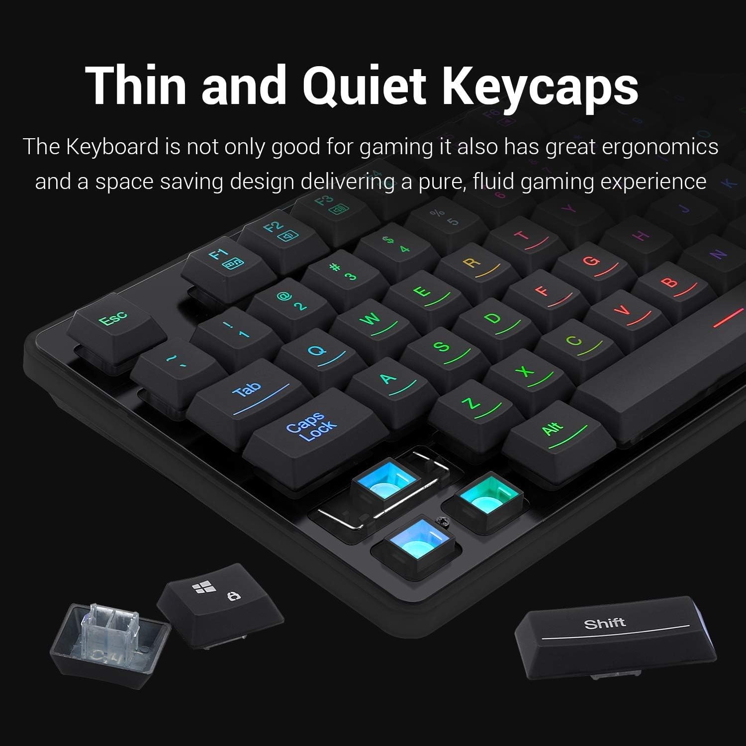 Redragon S107 Gaming Keyboard and Mouse Combo Large Mouse Pad Mechanical Feel RGB Backlit 3200 DPI Mouse for Windows PC (Keyboard Mouse Mousepad Set) Pack of 2