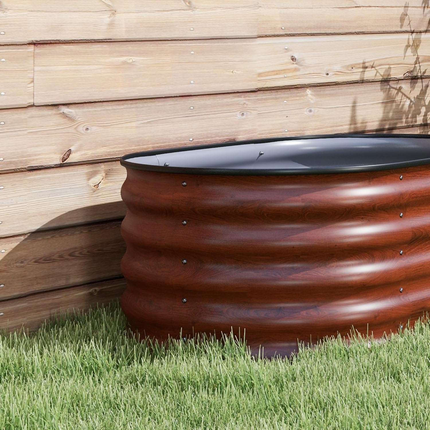 Raised Garden Bed, Galvanized Oval Metal Planter Elevated Garden Box for Gardening, Brown 41.25" L x 23.5" W x 16.5" H