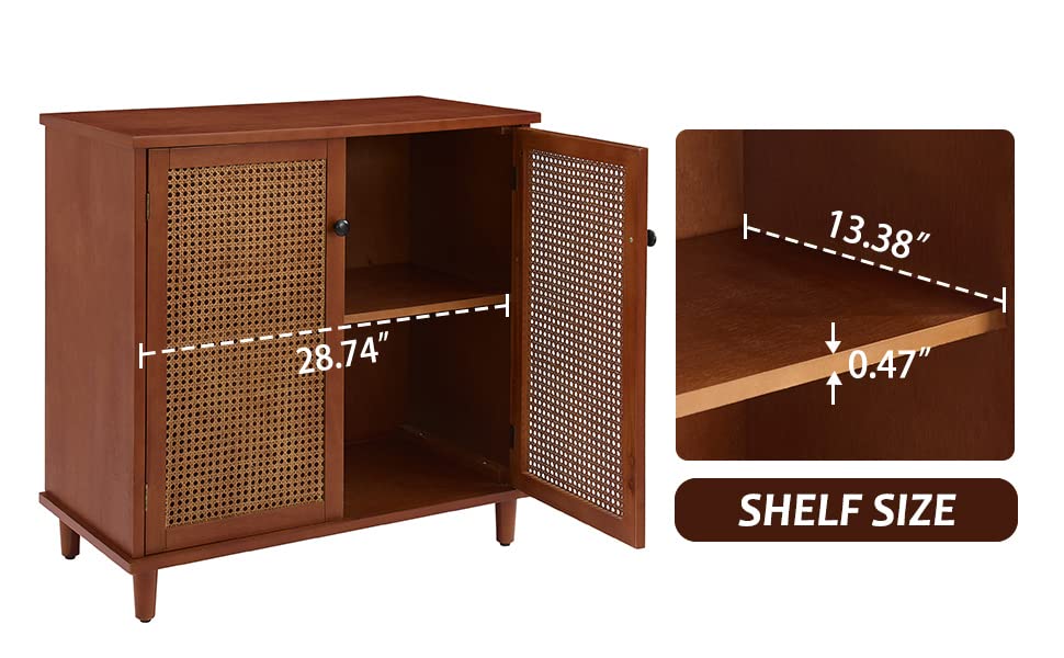 Zouron Entryway Cabinet Wood Accent Storage Cabinet with Metal Handle Doors, Wood Grain Sideboard Buffet Cabinet for Entryway, Hallway Living Room, Free Standing Accent Cabinet, 1 Pcs