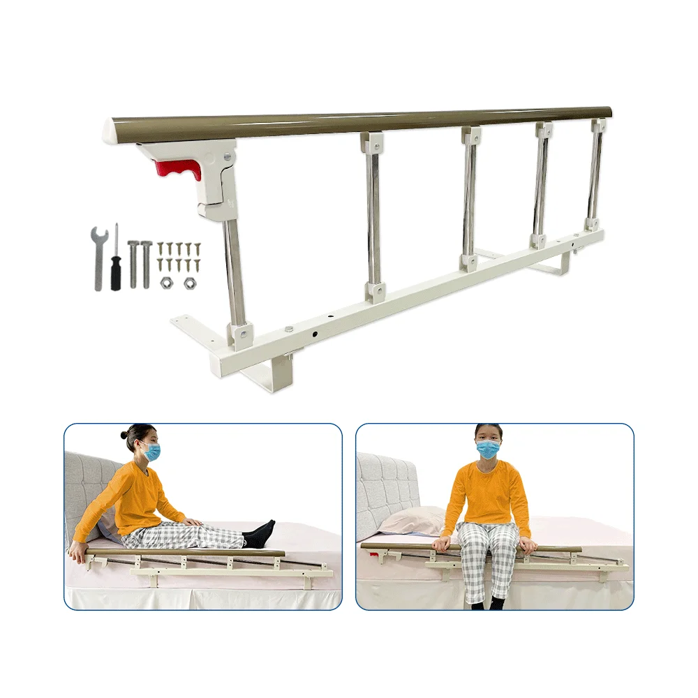 Bed Cane Rails for Elderly Adults Seniors Safety Assist Rail Bed Railing Guard for Falling Out Half Side Grab Bar Bedrail Adjustable Handle Bedside Support Rails (Champagne)