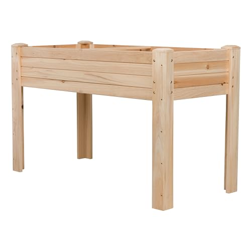 Shine Company 48x22x30in Raised Garden Bed, Elevated Wood Planter Box Stand with Legs for Backyard, Patio, Balcony with Liner for Vegetables, Flowers, or Herbs