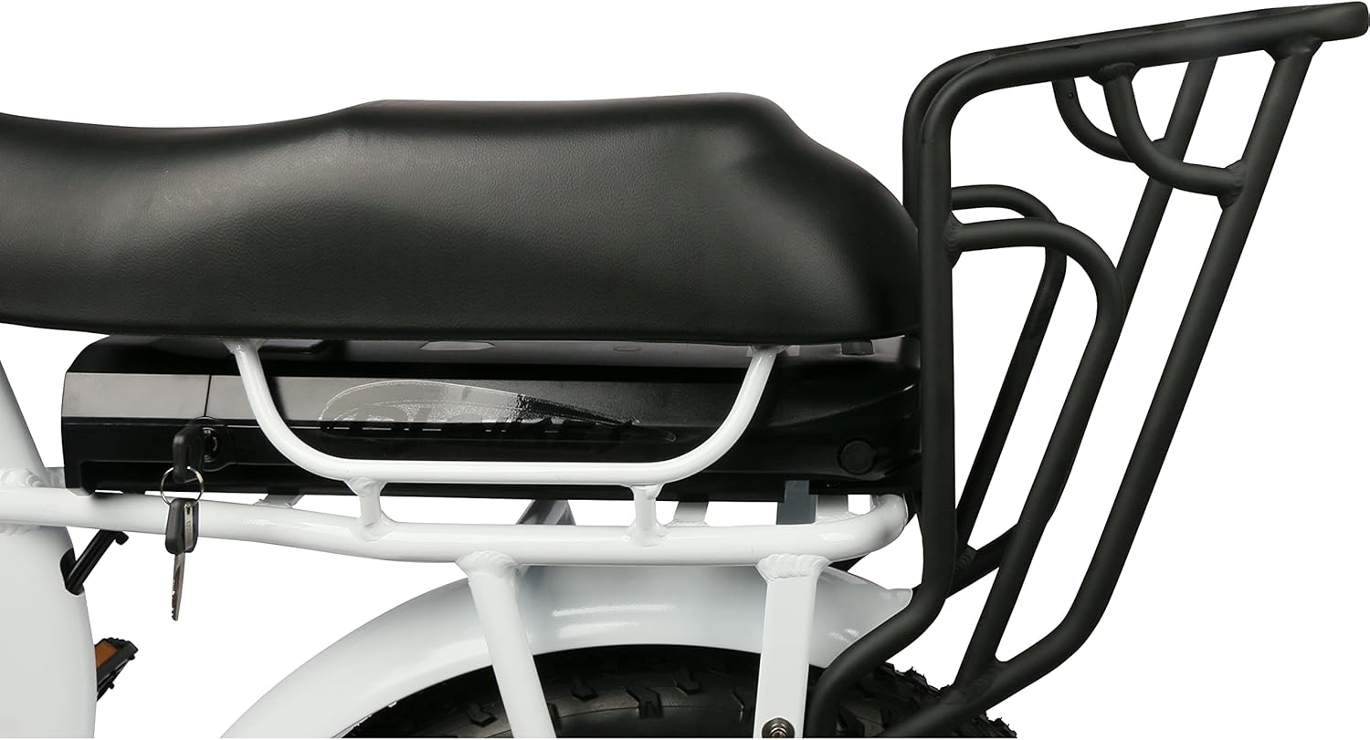 DJ Super Bike Step Thru 750W 48V 13Ah Power Electric Bicycle, Pearl White, LED Bike Light, Suspension Fork and Shimano Gear