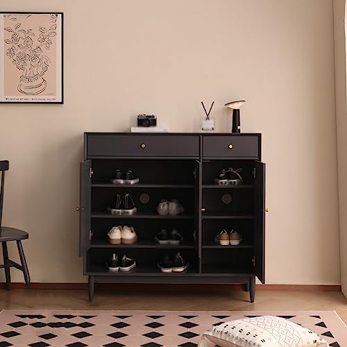 Shoe Organizer Solid Wood Shoe Cabinet Home Porch Large-capacity Locker Suitable for Living Room, Corridor, Balcony Shoe Cabinet Entryway Furniture(C,73cm)