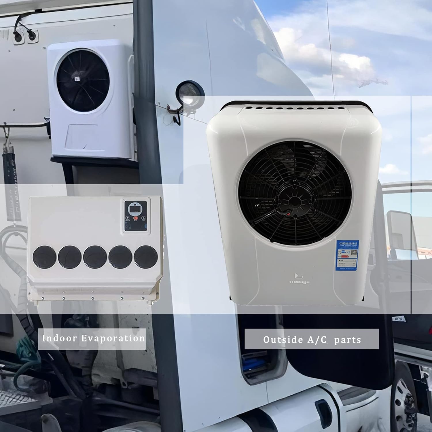24V Universal Electric RV Truck Air Conditioner truck Air conditioner for RV Motorhome Truck Bus tractor automotive air conditioner (24V- W)
