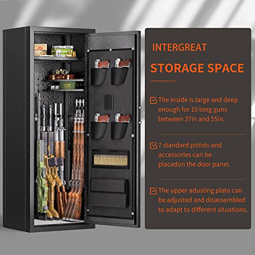 Bonusall 10-14 Tall Gun Safe,Gun Safe for Home Rifle and Pistols, Gun Locker for Rifles and Shotguns, Rifle Safe for Home with Removable Shelf, Flaged Design, Pocket