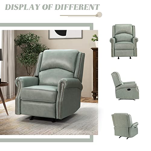 HULALA HOME Genuine Leather Recliners Set of 2 with Adjustable Backrest & Footrest, Modern Manual Reclining Chairs with Nailhead Trim, Home Theater Sofa Chairs for Living Room Bedroom, Brown