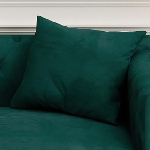 FANYE Velvet Upholstered 2 Pillows,Modern 3 Seaters Sofa Couch with Nailhead Decor and Metal Legs for Living Room, 83", Blue
