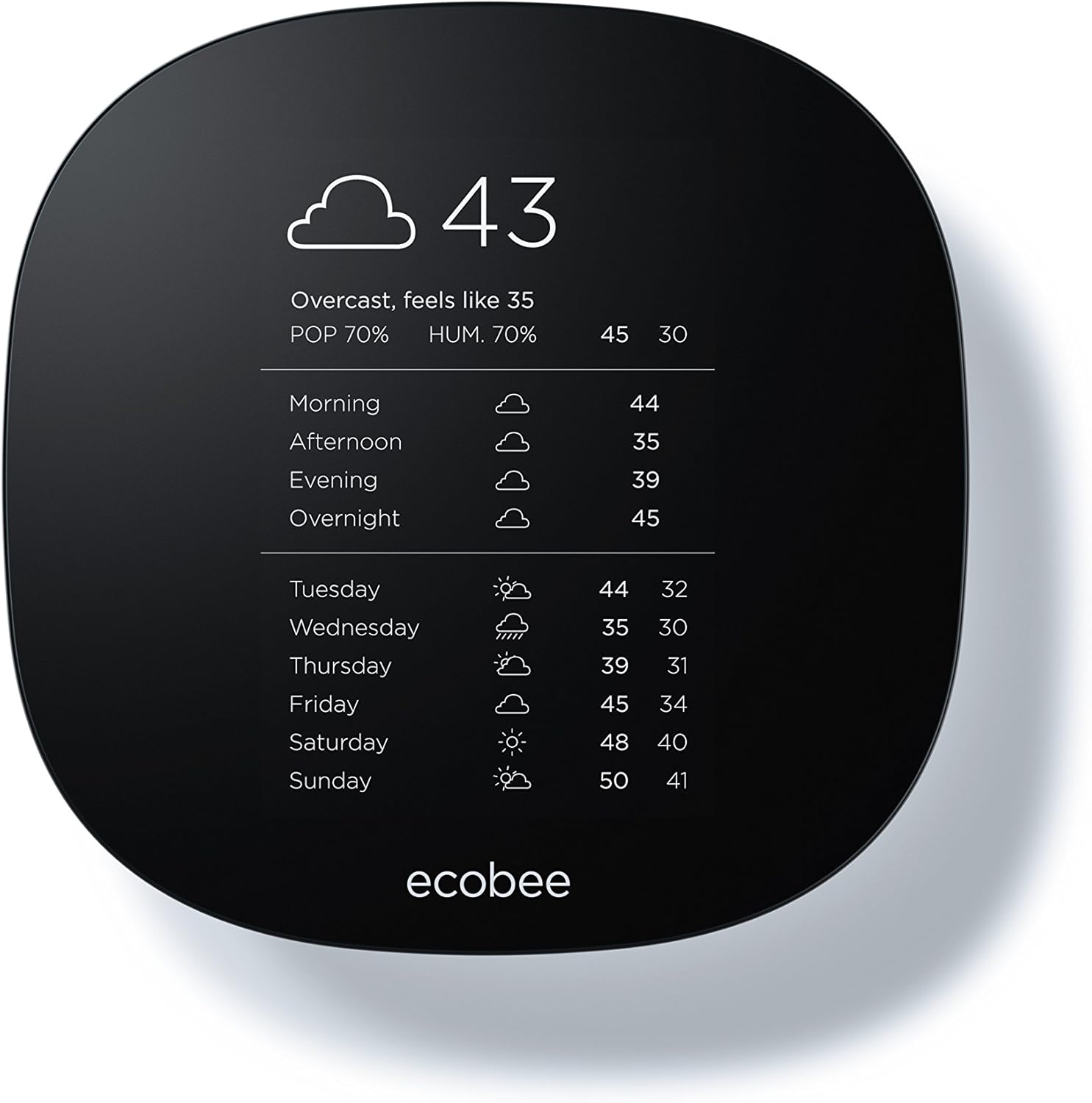 ecobee EB-STATe3L-01 3 Lite Thermostat, Wi-Fi, Works with Amazon Alexa