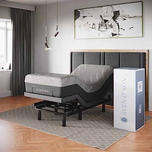 Sven & Son Classic Adjustable Bed Base Frame + 14 inch Hybrid Spring Matt Medium Soft, Head and Foot Lift, Massage, Under-Bed Lights, USB, Memory Positions, Zero Gravity, Wireless Remote - Full