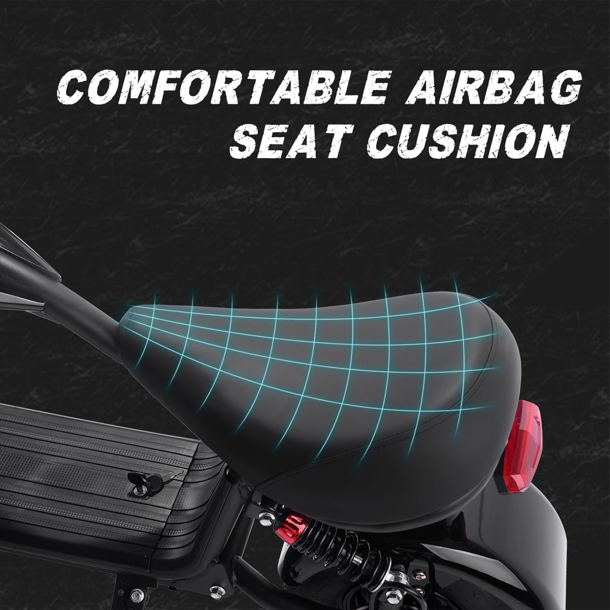 Electric Scooter for Adults 800W Motor Fat Tire Citycoco Scooters Up to 25 Mph & 18 Miles 48V 12Ah Lithium Removable Battery Lowboy Scooter Harley Electric Moped with Front & Rear Hydraulic Brakes