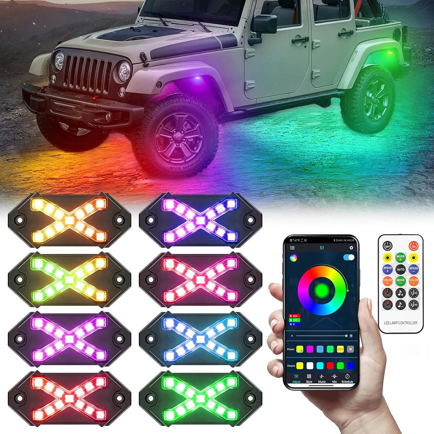Car Underglow Lights Exterior, LED Underbody Light Kit, 6 PCS Car Underglow Lights Music Sync DIY Mode, Glow Light Kits for Car SUV Ttruck