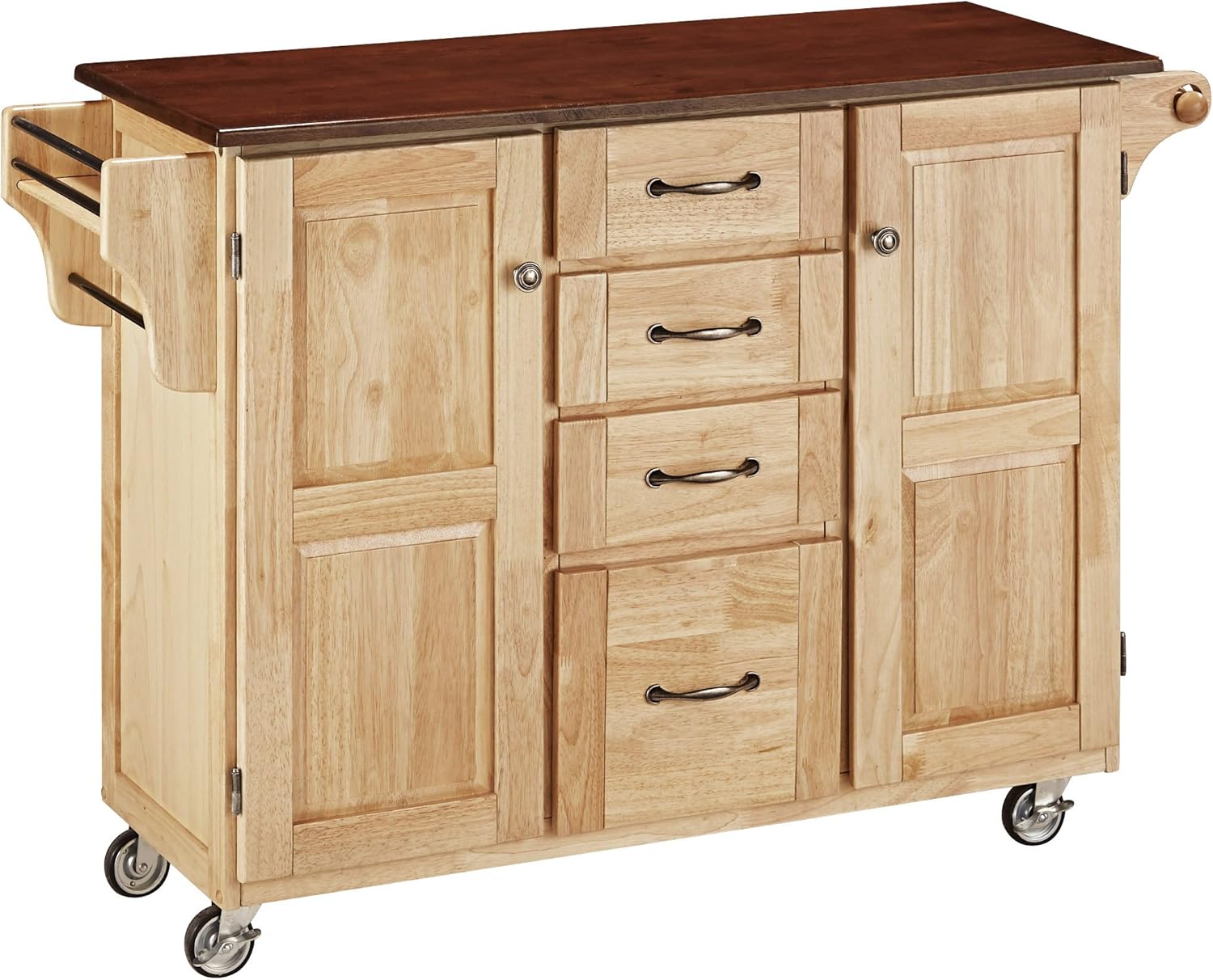 Create-a-Cart Cherry 2 Door Cabinet Kitchen Cart with Oak Top by Home Styles