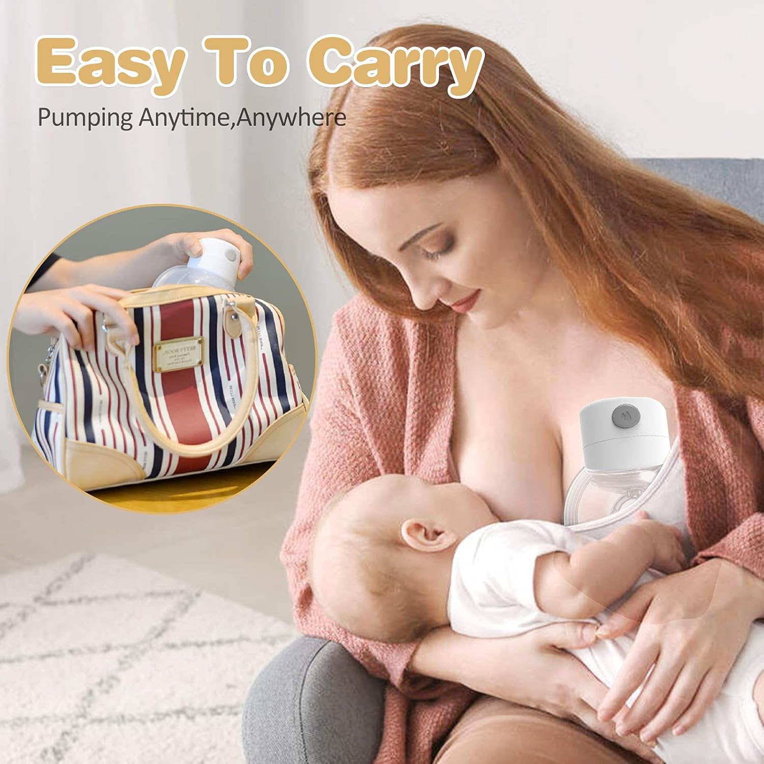 LORYHALL Electric Wearable Breast Pump, Hands Free Electric Breast Pump, Portable Breastfeeding Can Be Worn in-Bra, Spill-Proof Ultra-Quiet Pain Free, 2 Mode & 9 Levels, LCD Display - 17/19/21/24mm