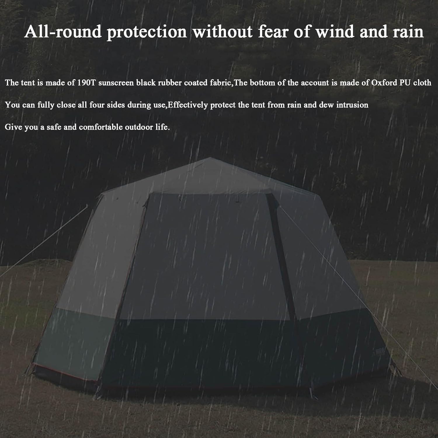 Portable Outdoor Cabin Tent – Waterproof, 4 Season Outdoor Campitent, Mesh & Extra-Wide Doors