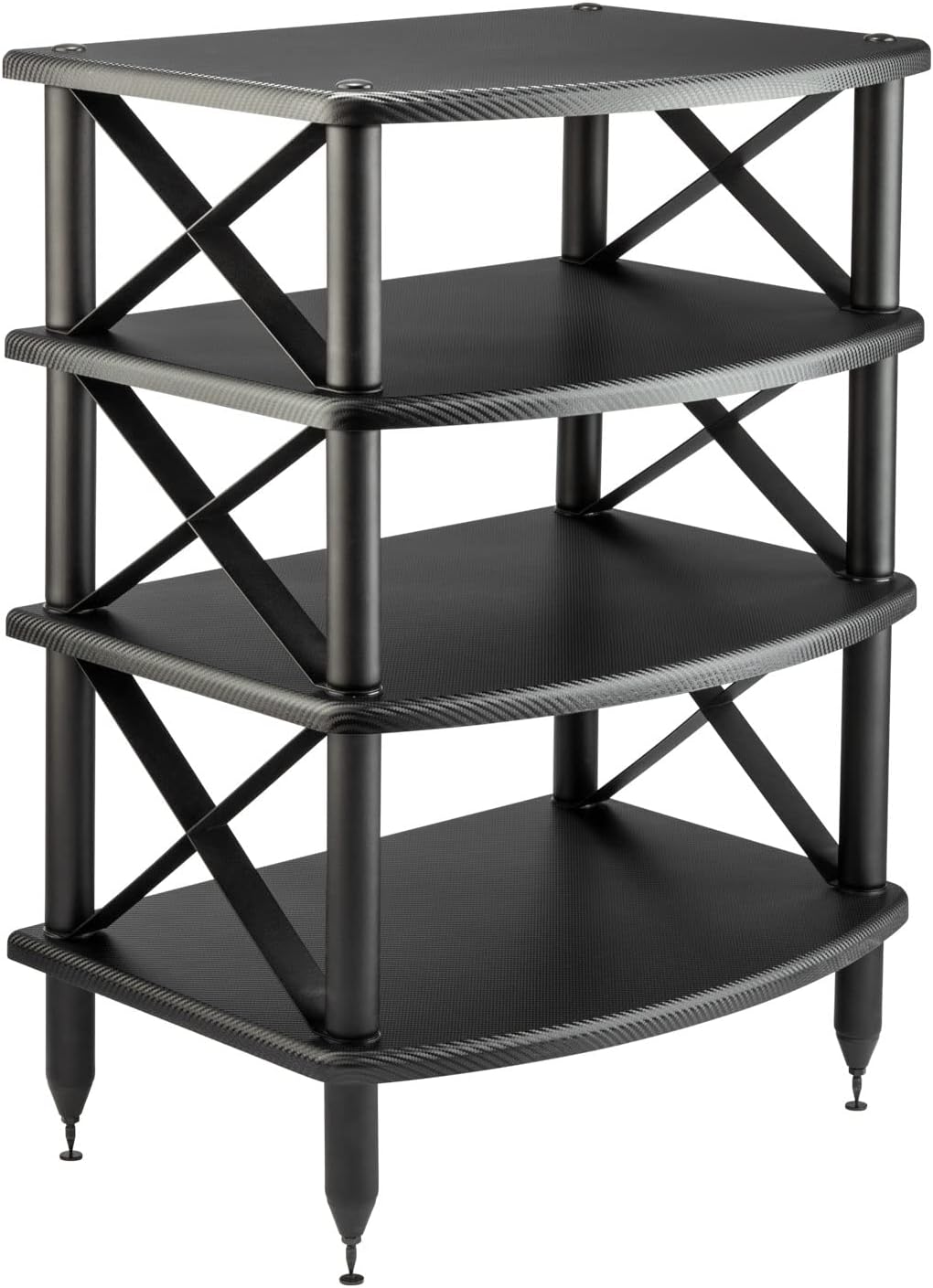 Pangea Audio Vulcan X Four Shelf Audio Rack Media Stand, and Components Cabinet (Black)