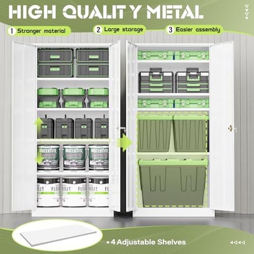 Incbruce 72” Metal Storage Cabinet, Garage Cabinets and Storage System with Doors and Shelves, Tall Lockable Tool Cabinet for Garage, Office, Home (Black)