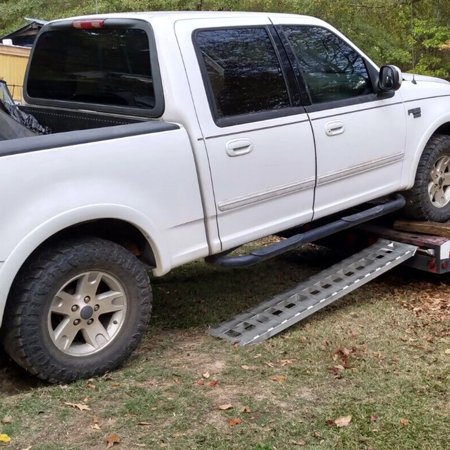 HECASA Pair Truck Car Auto Trailer Ramps 80" X 15" X 2.3" 6000 LBS Universal Truck Trailer Hook End Knife Foot Heavy Duty for ATV, Lawn Mower, Motorcycle Silver Aluminum