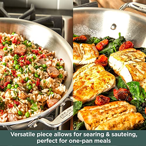 All-Clad D5 5-Ply Brushed Stainless Steel Universal Pan 4.5 Quart Induction Oven Broiler Safe 600F Pots and Pans, Cookware Silver