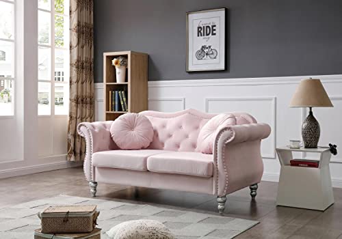 Glory Furniture Hollywood Velvet Loveseat in Pink