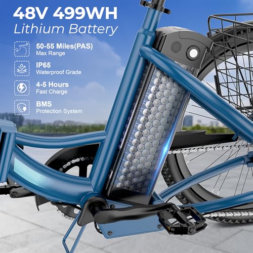 ANCHEER Electric Tricycle for Adults, 350W(Peak 550W) Etrike, 48V/499Wh Ebike, 24" Folding 3 Wheel Electric Trike, 15.5MPH & 55Miles Electric Bike, Rear Differential, Rear Basket
