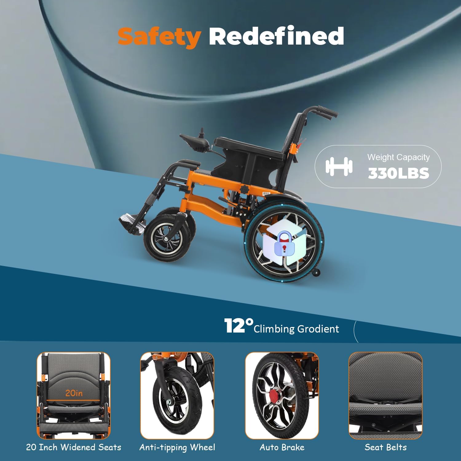 Lightweight Foldable Electric Wheelchairs for Adults,21in Wider Electric Wheelchair,Intelligent Power Wheelchair,500W All Terrain Motorized Wheelchair,Compact Portable Wheelchair,Airline Approve