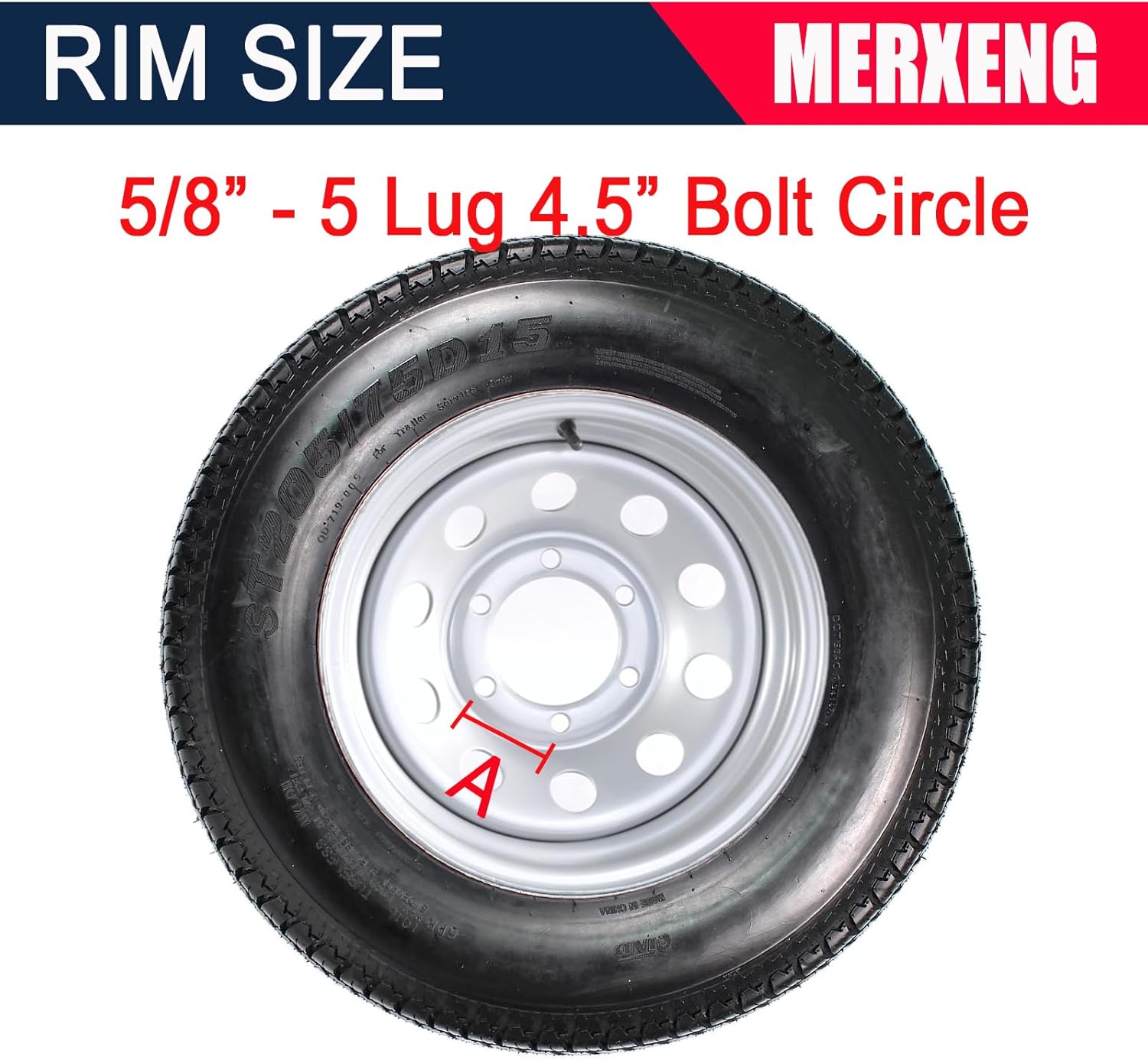 ST205/75D15 Trailer Tires, 5 Lug Tires, 6PR Load Range C, 15in Fuel-saving Designed Trailer Tires 205 75 15 for Travel/Camper/Landscape/Cargo/Utility/Boat/Horse/Farm/Hauler Trailer(Pack of 2)