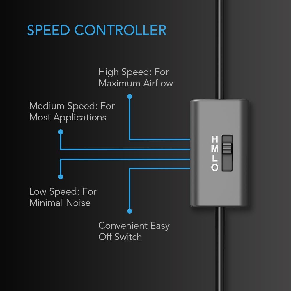 AC Infinity AIRPLATE S3, Quiet Cooling Fan System 6 with Speed Control, for Home Theater AV Cabinets