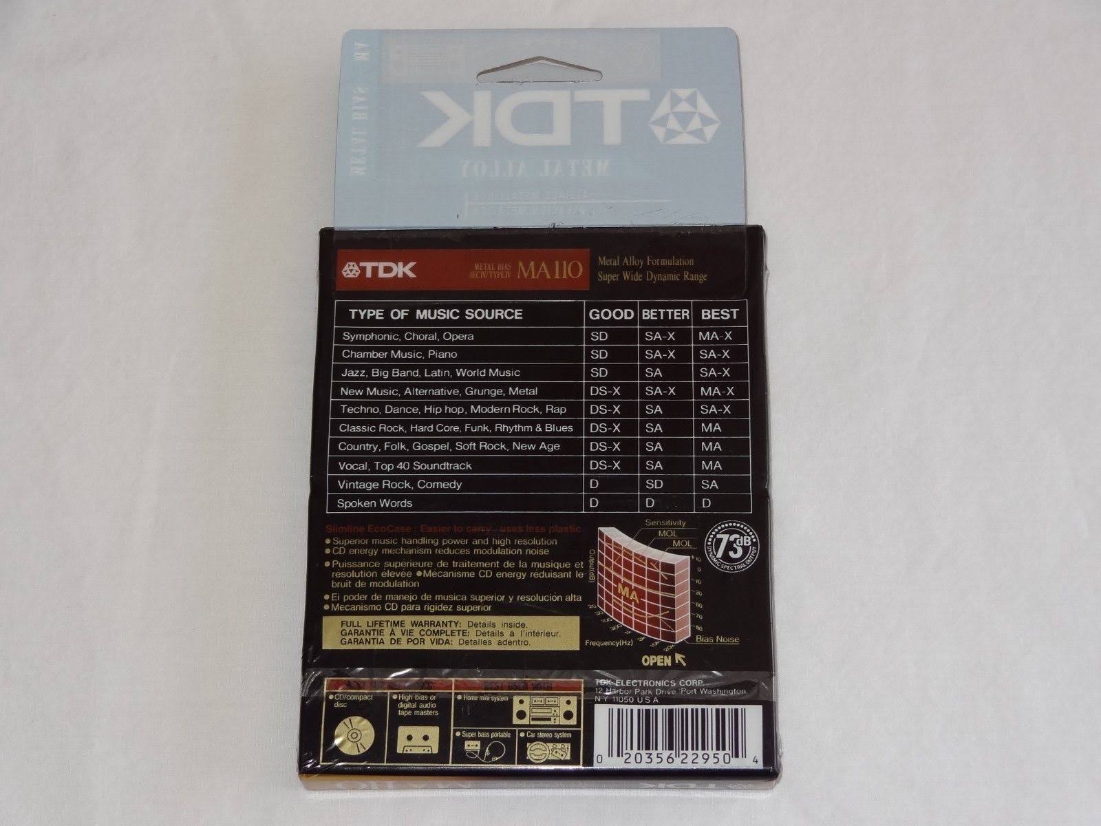 X2 TDK Ma 110 Blank Audio Cassette Tapes New Sealed Type IV Metal Bias Japan