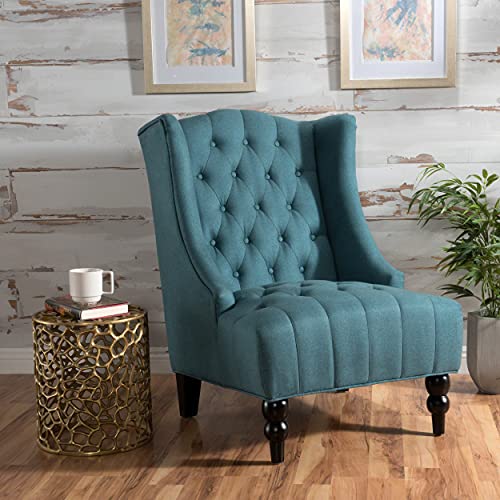 Christopher Knight Home Toddman High-Back Fabric Club Chair, Dark Blue 33.75D x 27.25W x 38.5H in
