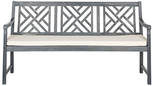 Safavieh PAT6738A Outdoor Collection Bradbury 3 Seat Bench, Natural/Beige