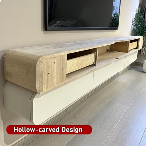 Wall TV Stand Cabinet, Modern Floating TV Stand Unit with Door, Wall Mounted Storage Cabinet, Living Room Entertainment Media Console(White,120CM)